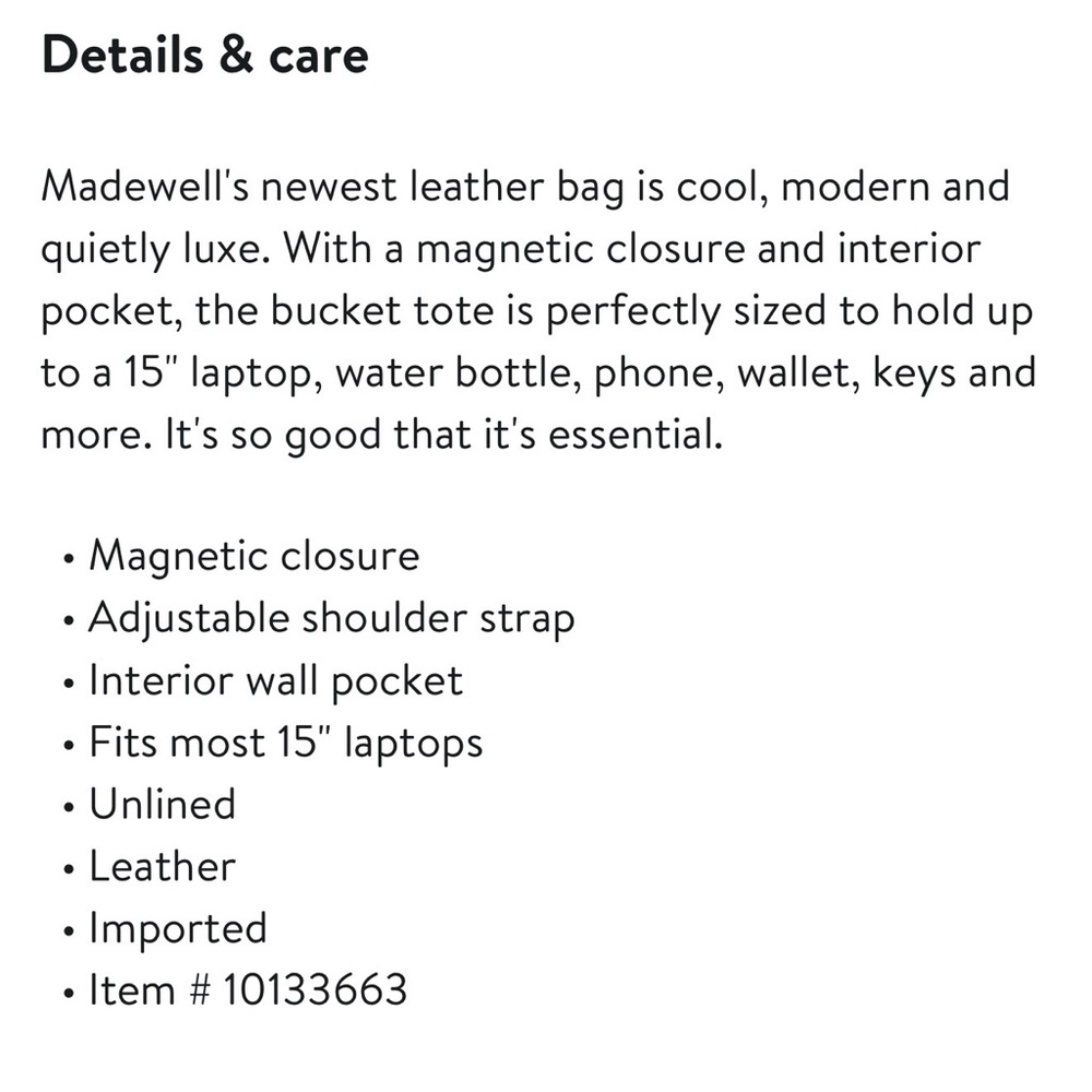 MADEWELL Essential Bucket Tote - Picture 9 of 13